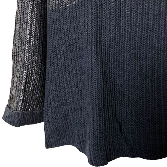 Chicos Womens Cotton Blend Navy Metallic Long Sleeve Chunky Knit Sweater 2 L - Picture 7 of 16